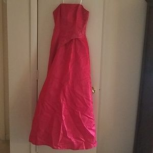 Hot Pink Beaded Prom Dress